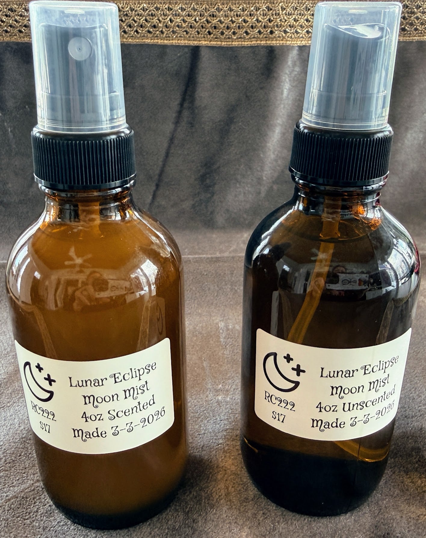 Lunar Eclipse Moon Mist 4oz Large Amber Spray Bottle RC222