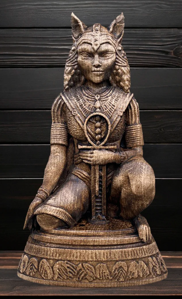 Natural Hand Carved Solid Wood Deity Goddess Status Altar Display Piece RC304