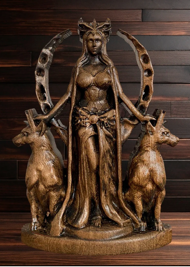 Natural Hand Carved Solid Wood Deity Goddess Status Altar Display Piece RC304