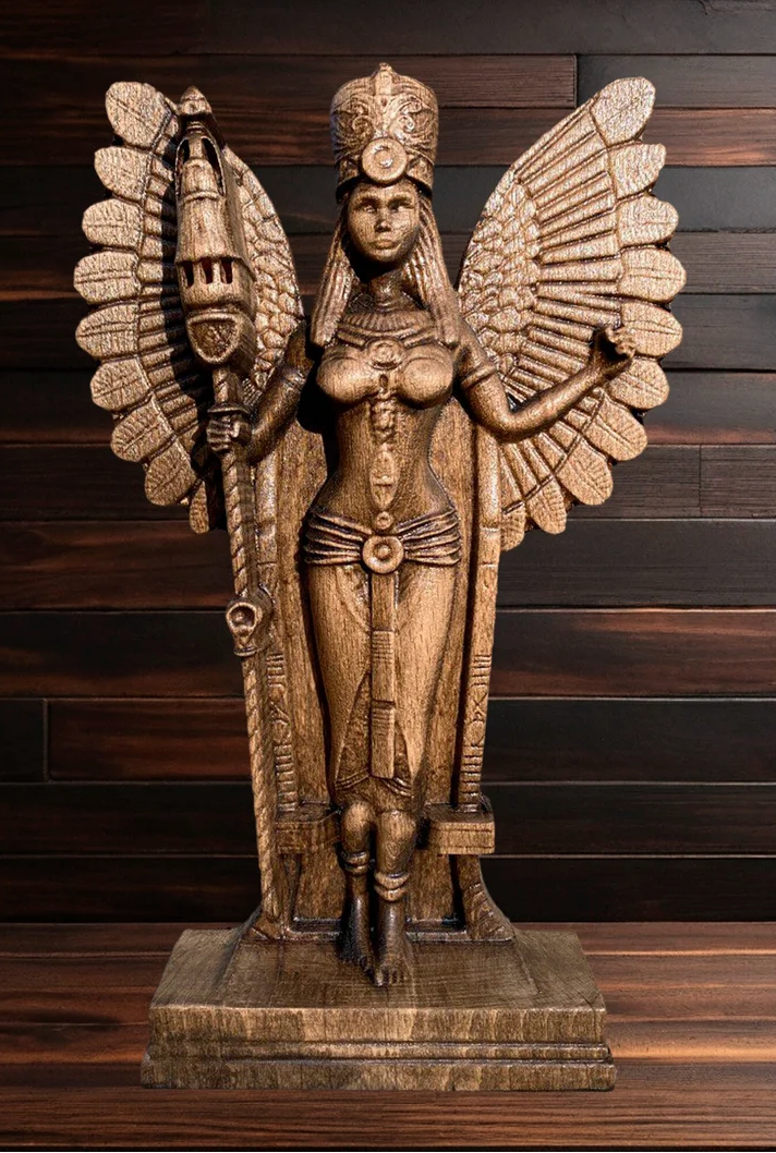 Natural Hand Carved Solid Wood Deity Goddess Status Altar Display Piece RC304