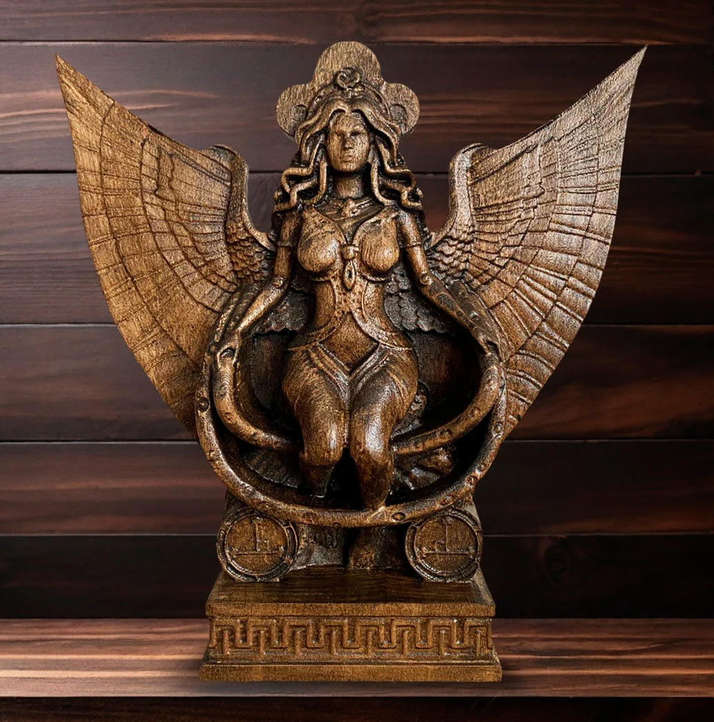 Natural Hand Carved Solid Wood Deity Goddess Status Altar Display Piece RC304