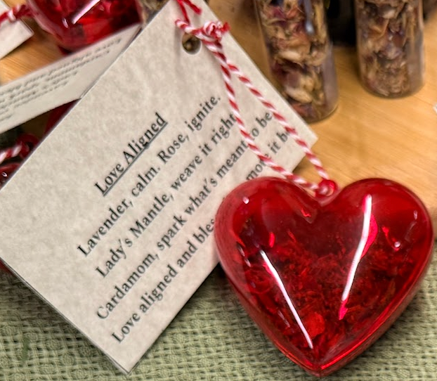 Heart Shaped Tin with Herbs and Heart Shaped Rock Love Spell SSC235