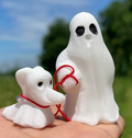 Ghost Walking Dog White Jade Stone Carving RC312