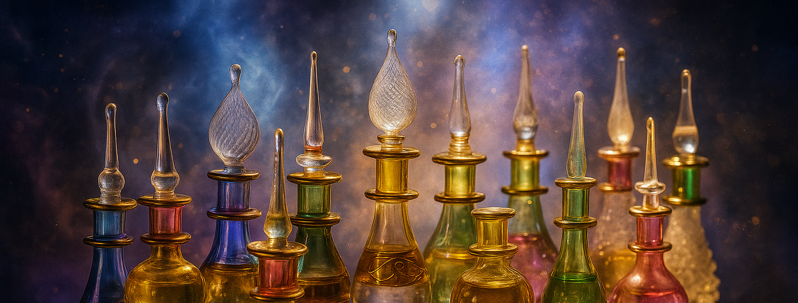 Alchemist's Kiss Fire & Gold Egyptian Handmade Glass 7-10ml Perfume Bottles Rare Limited Edition All Natural Premium Organic Perfume RC127