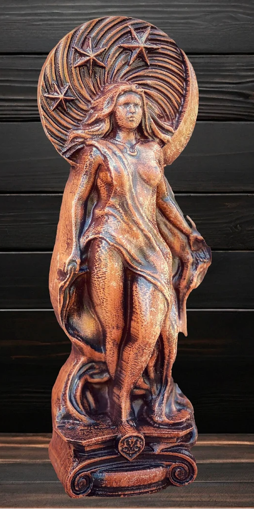 Natural Hand Carved Solid Wood Deity Goddess Status Altar Display Piece RC304