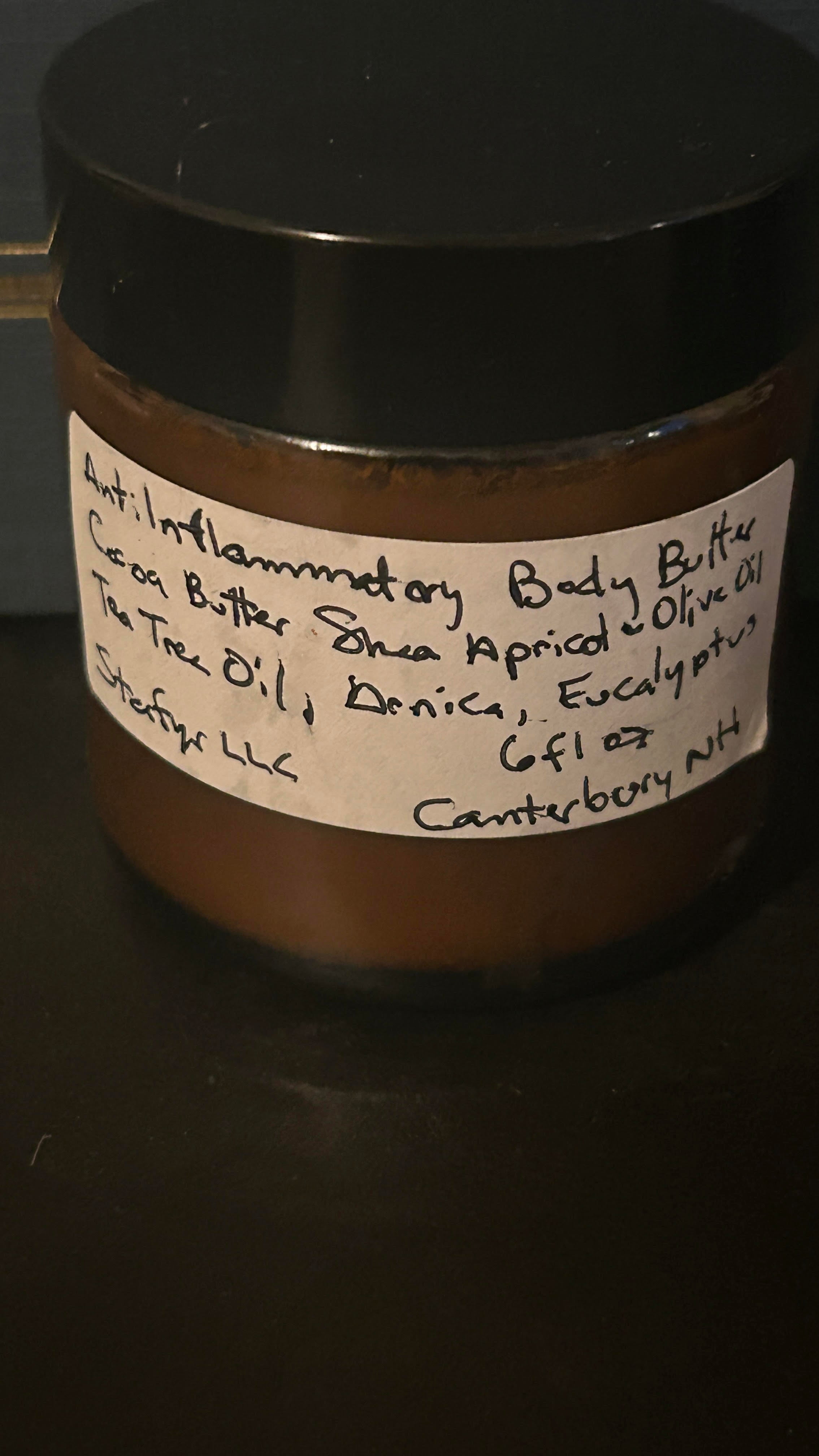 Anti Inflammatory Eucalyptus and Arnica Body Butter in Amber Glass 6oz SF02