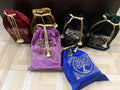 Tree of Life Soft Velvet Pouch with Gold Bell Tassels for Tarot Rune Oracle Bag RC275