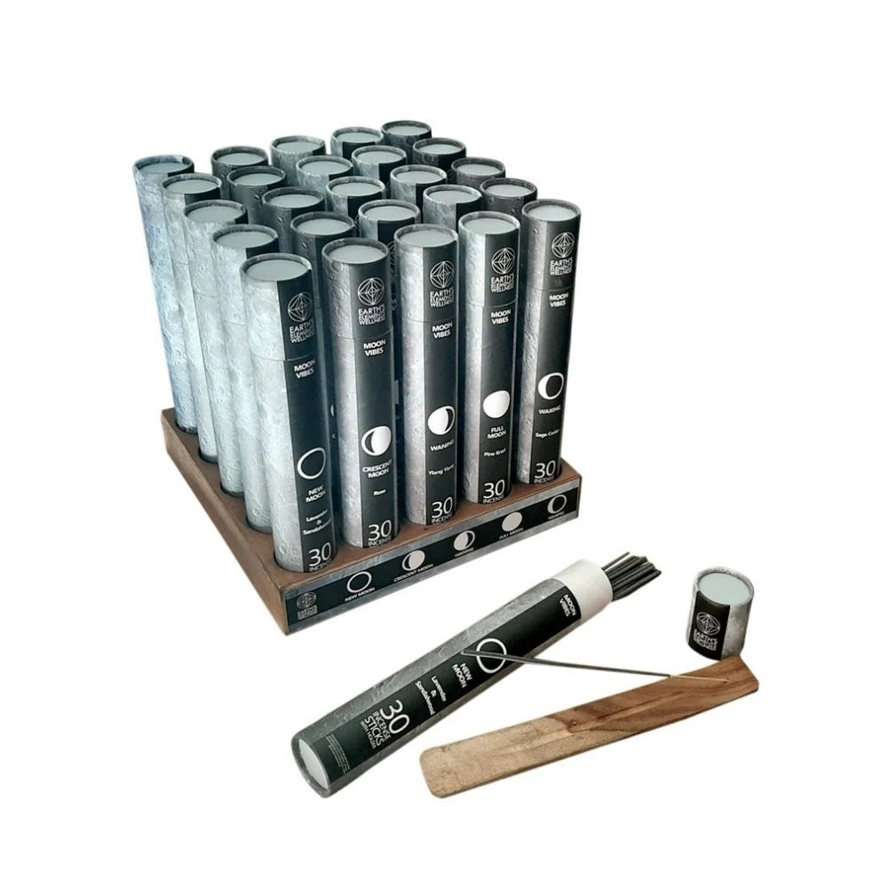 Tube of 30 Incense Sticks Moon Vibes or Earth Elements with Incense Holder RC246